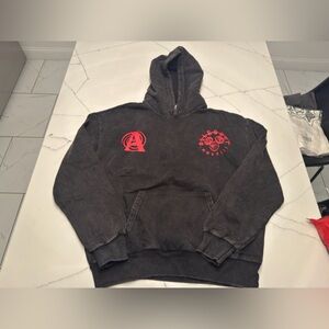 Men's Black Hoodie with Red Accents